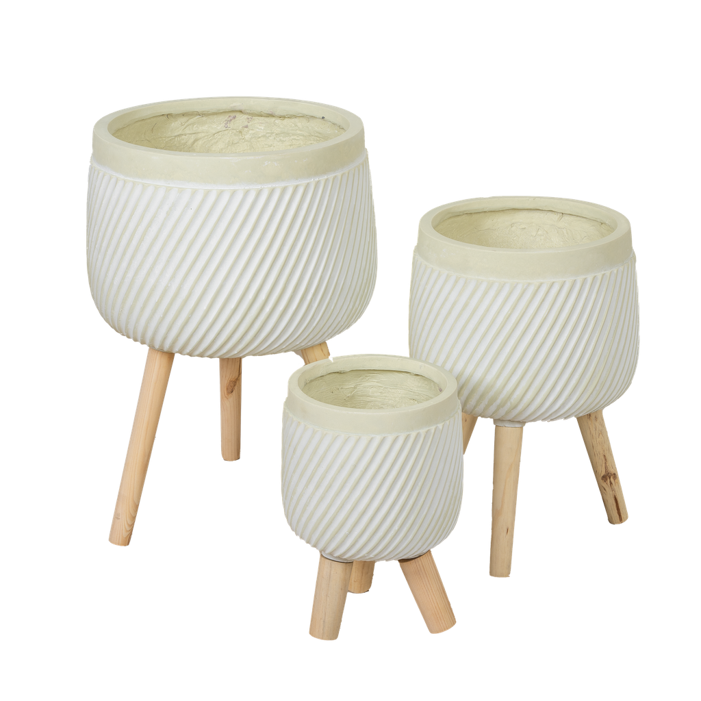 O7-10 سندان زرع فخاري فستقي بقاعدة خشب