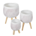 O7-11 سندان زرع فخاري ابيض بقاعدة خشب