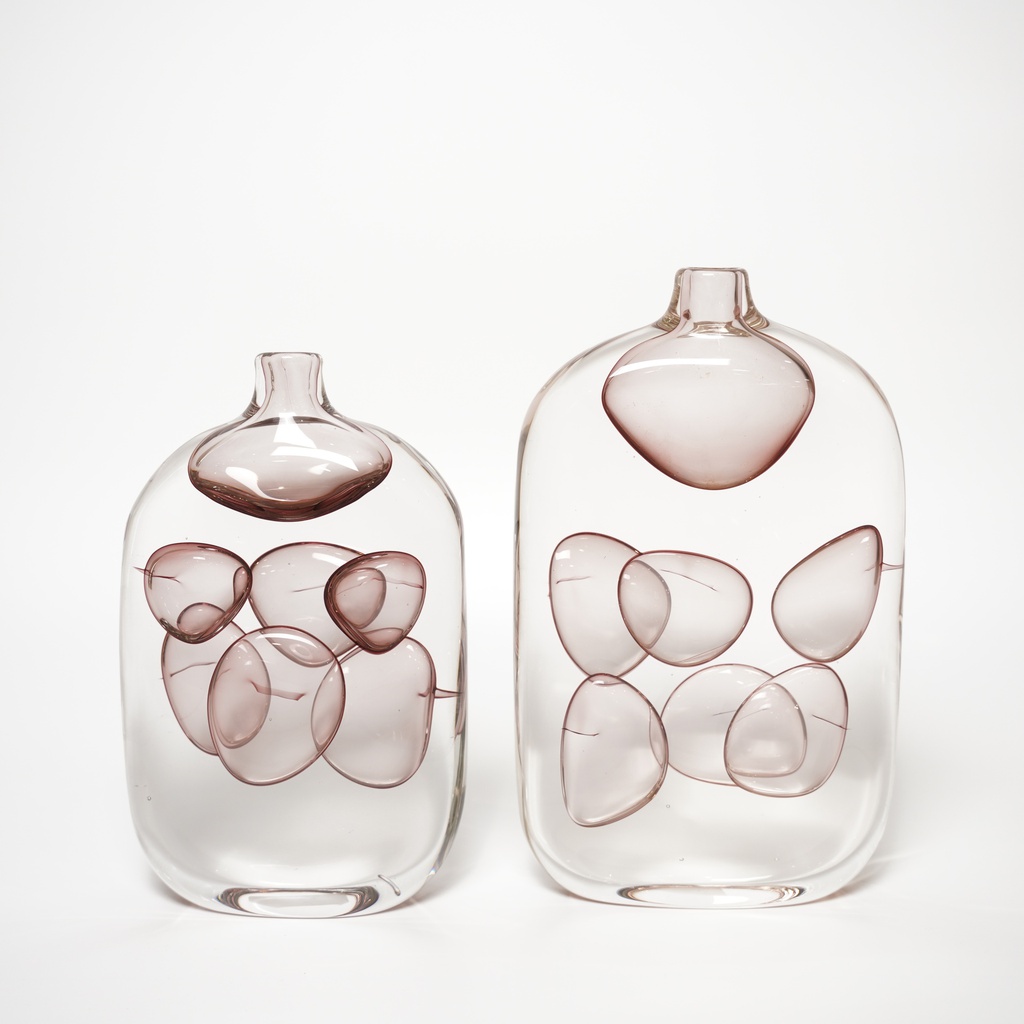 O6-06/07 فازة زجاج بفقاعات ملونة