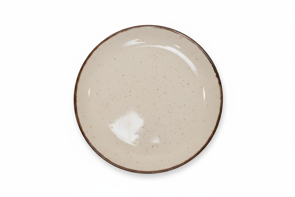 PSH-03 سيت صحون ابيض طرف بني PRLN