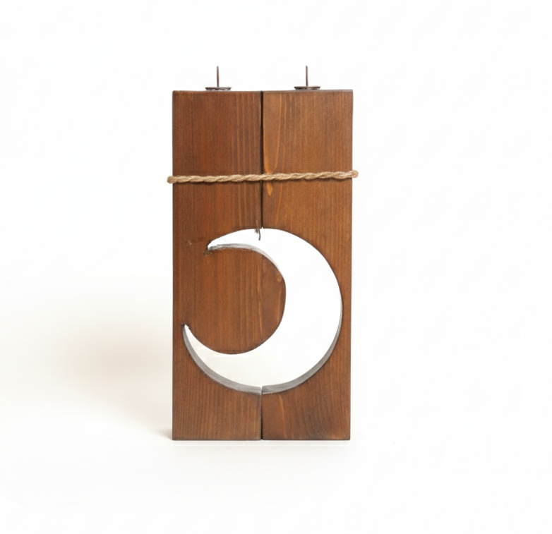 سيت شمعدان خشبي هلال