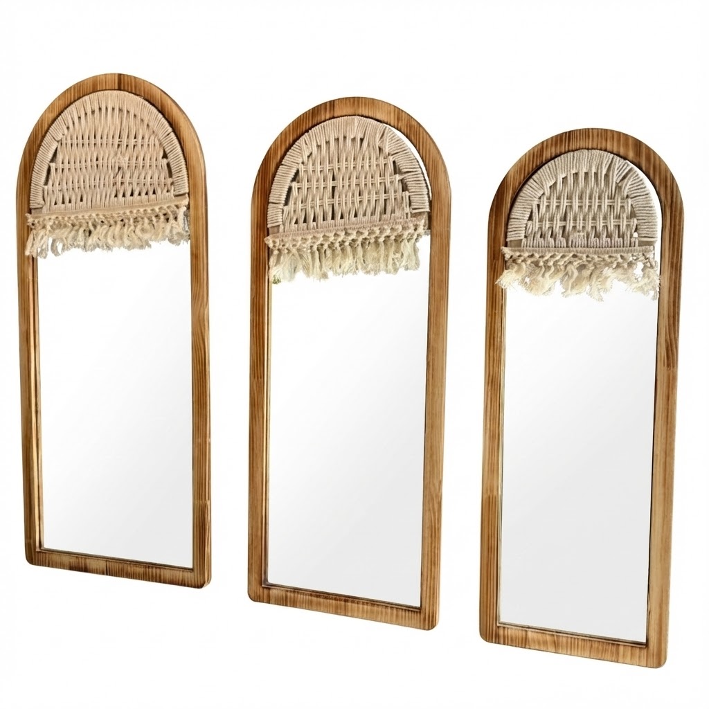 MZL1-06\07\08 مرآة قوس خشب + مكرمي