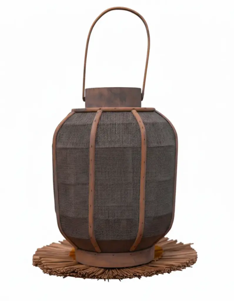 O9-02 فانوس قماش هيكل خشبي اسطواني