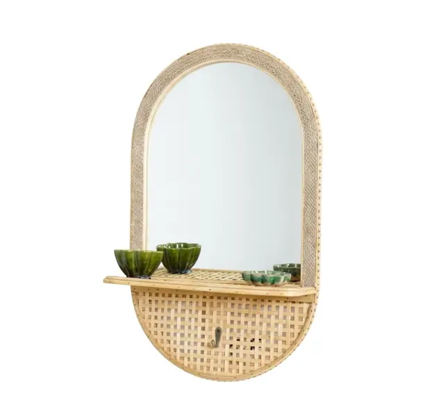 O9-06 مرآة بيضوية برف خوص