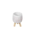 O7-11 سندان زرع فخاري ابيض بقاعدة خشب