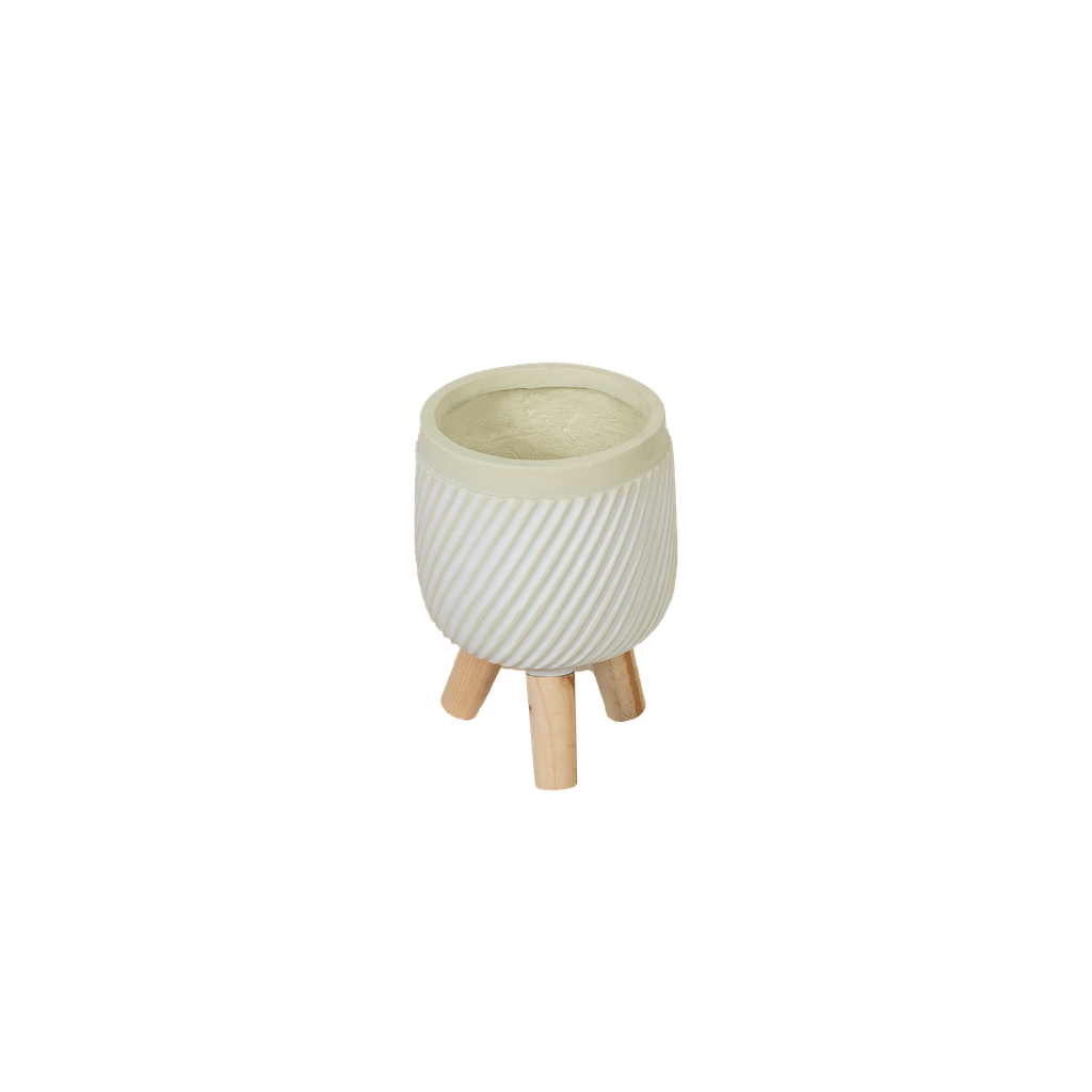 O7-10 سندان زرع فخاري فستقي بقاعدة خشب