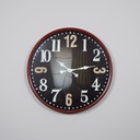 O5-25  ساعة جدارية دائرية قطر 60 سم سوداء باطار احمر معدني