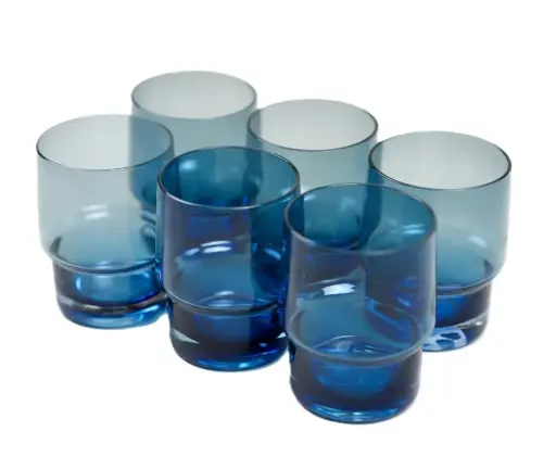 O10-72  سيت قدح شفاف ازرق 6 قطع