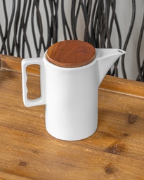 O8-10\11 قوري تقديم سيراميك بخشب