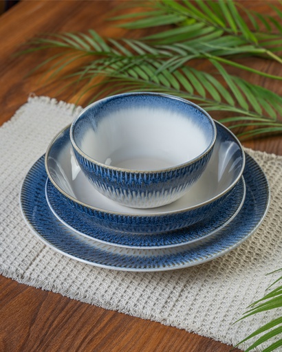 O3-01/2/3/4 صحن طعام سيراميك أزرق