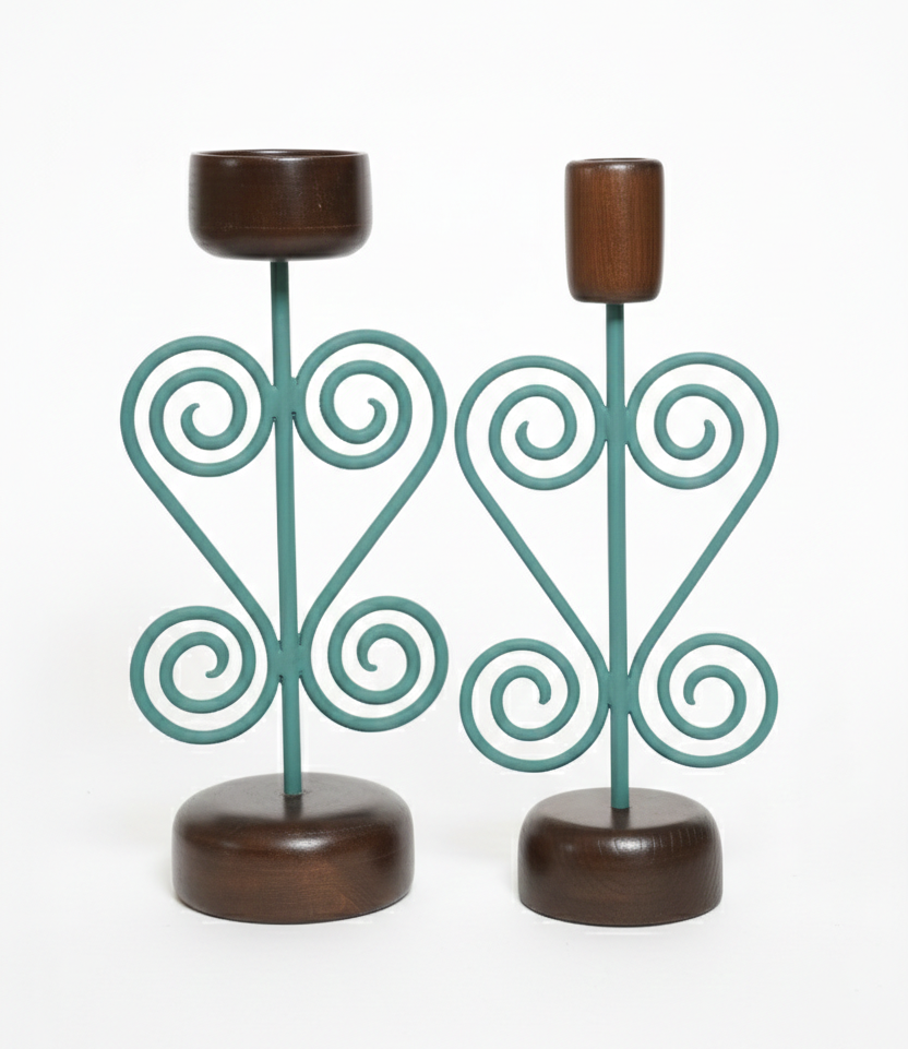 شمعدان حديد و خشب