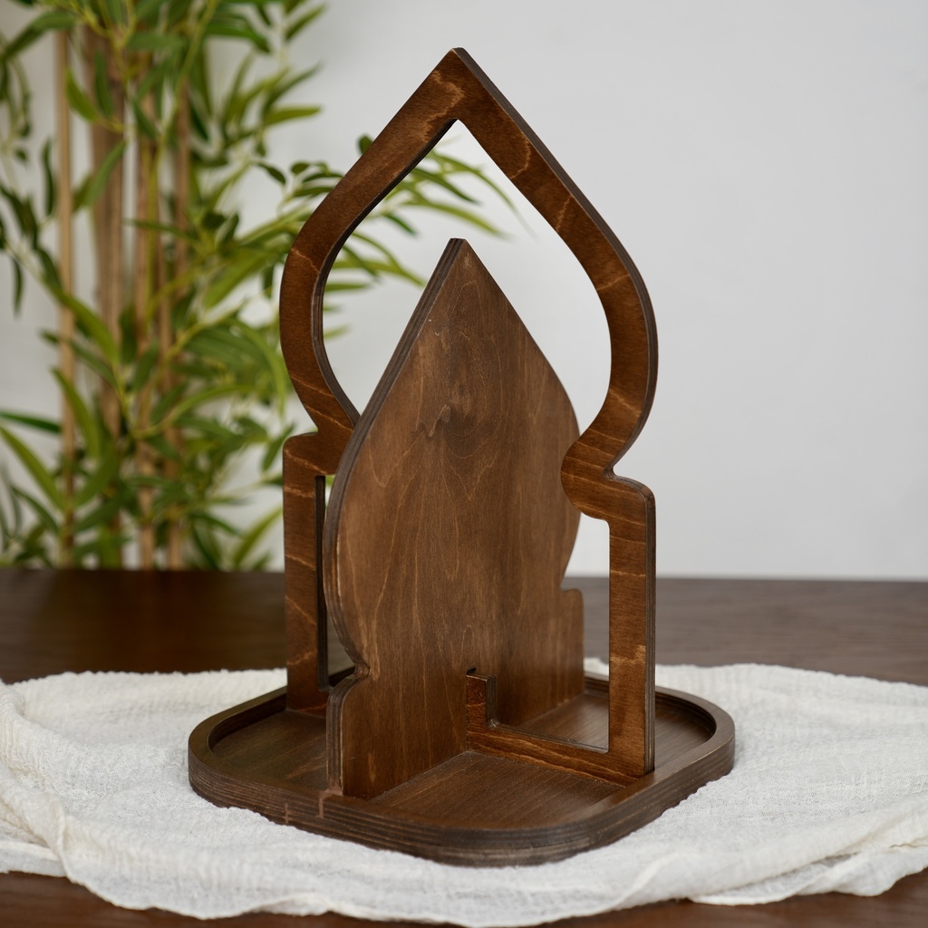 صينية تقديم خشبية شكل قبة