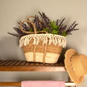 3081-11&12  سلة خوص كركش+قاعدة ابيض مع هاندل