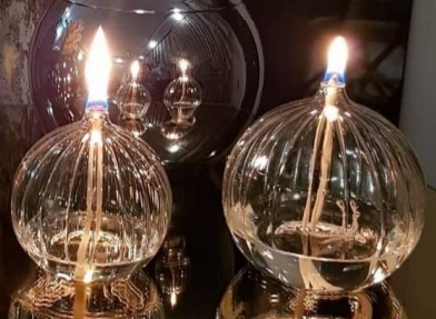 2 شمع زجاجي بالون مخطط