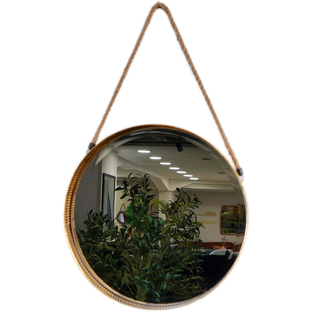 M-81-12 مرآة اطار ذهبي بحبل تعليق