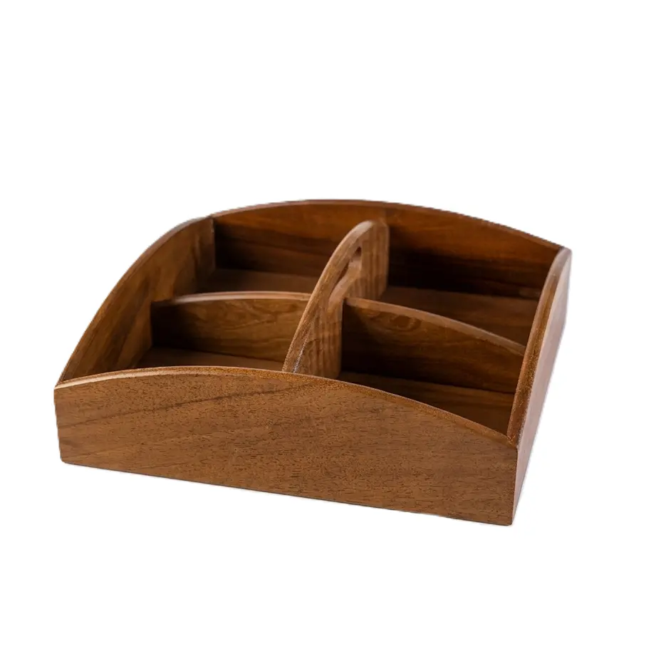 O8-27 بوكس تقديم خشبي مقسم