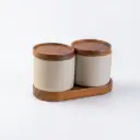 O8-28 سيت شكردان سيراميك بغطاء خشب