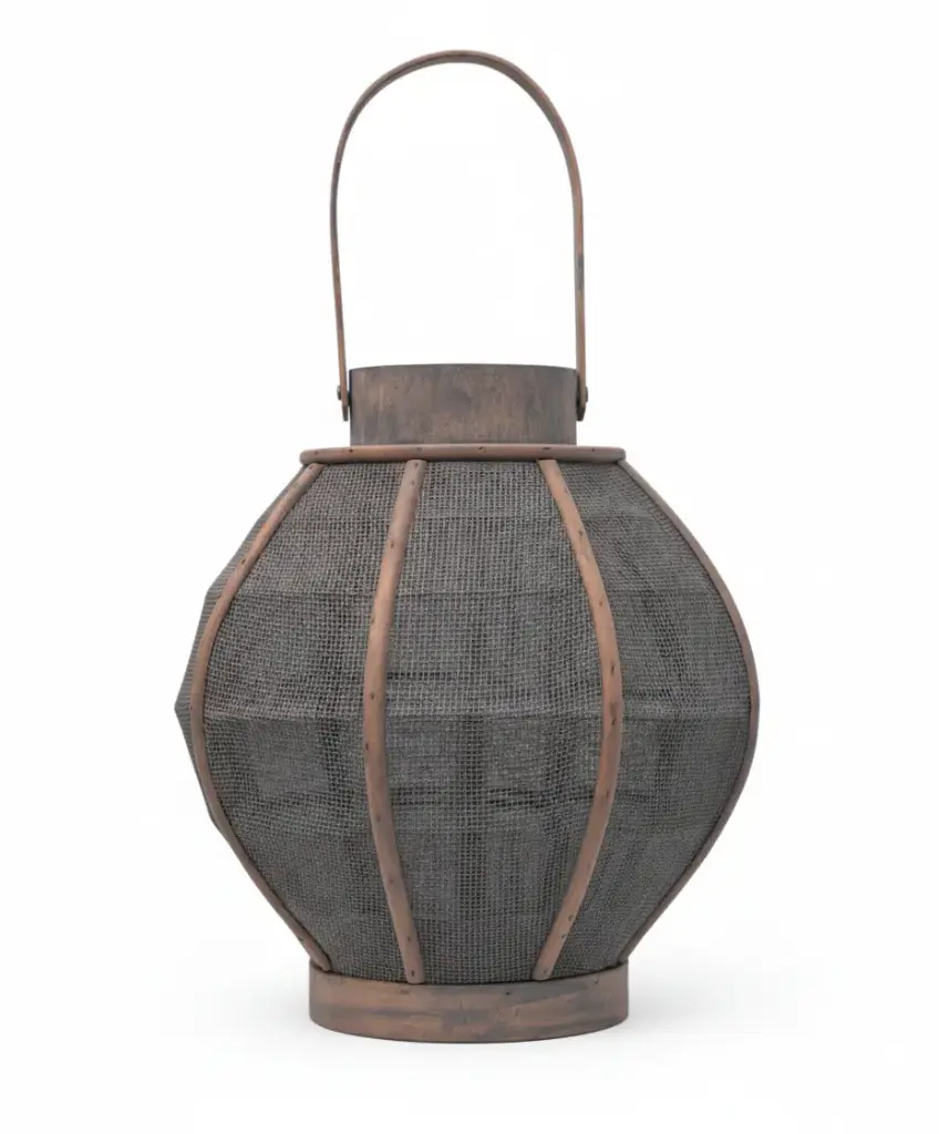 O9-01 فانوس قماش هيكل خشبي كروي