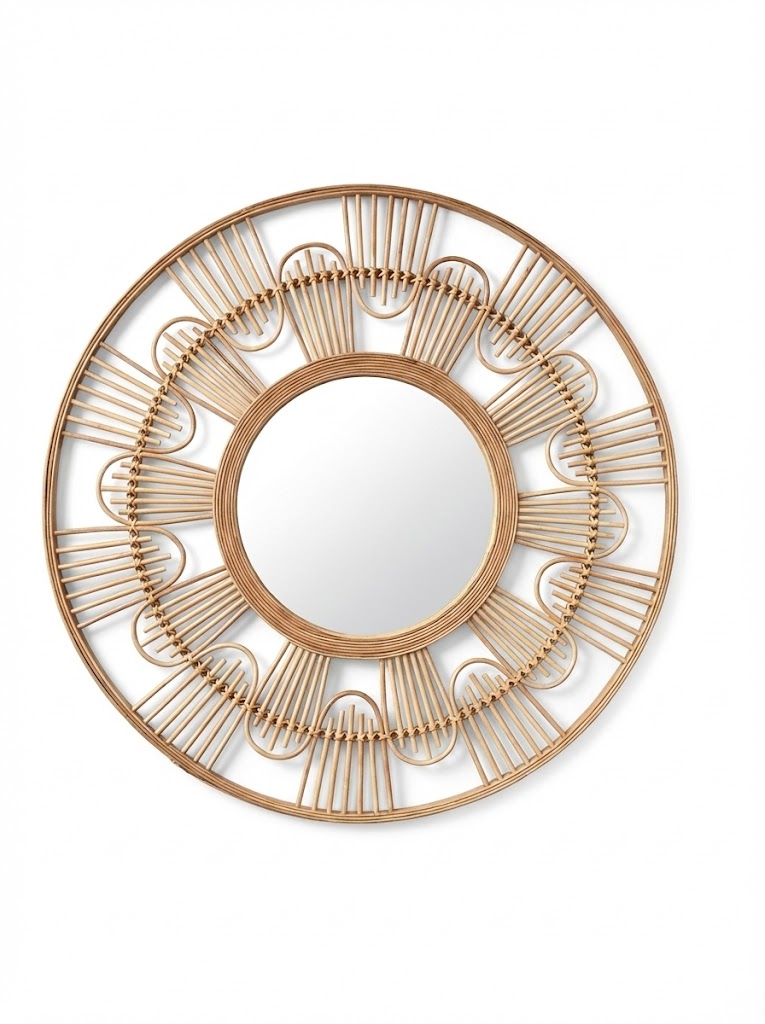 O9-11 مرآة دائرية بنقشة خوص