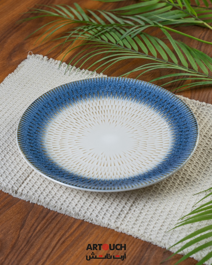 O3-01/2/3/4 صحن طعام سيراميك أزرق