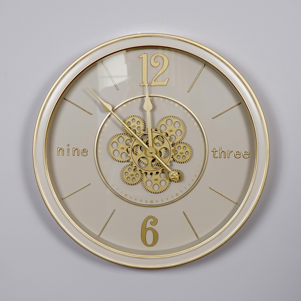 O5-06  ساعة جدارية ميكانيك دائرية قطر 60 بيجي و ذهبي