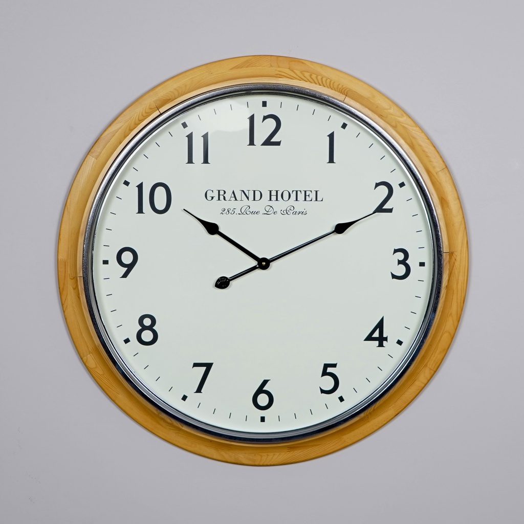 O5-14  ساعة جدارية  دائرية قطر 80 اطار خشب