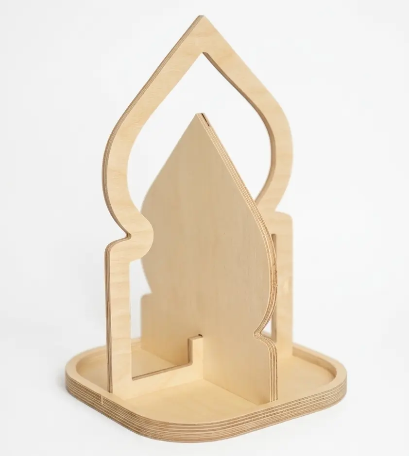 صينية تقديم خشبية شكل قبة