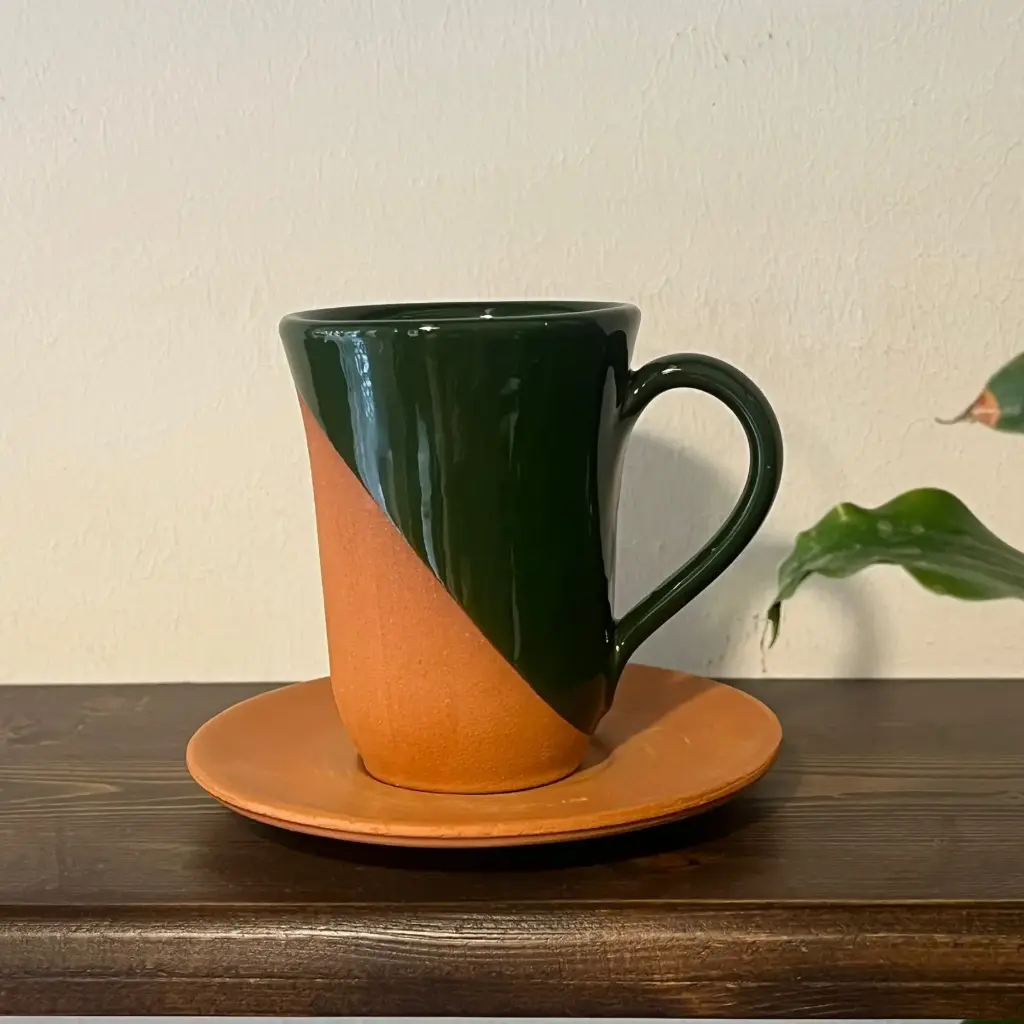  فنجان قهوة فخار و طلاء 