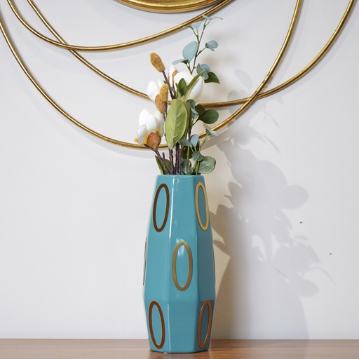 ATL-6 فازة زرقاء دوائر ذهبي