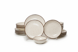 PSH-03 سيت صحون ابيض طرف بني PRLN