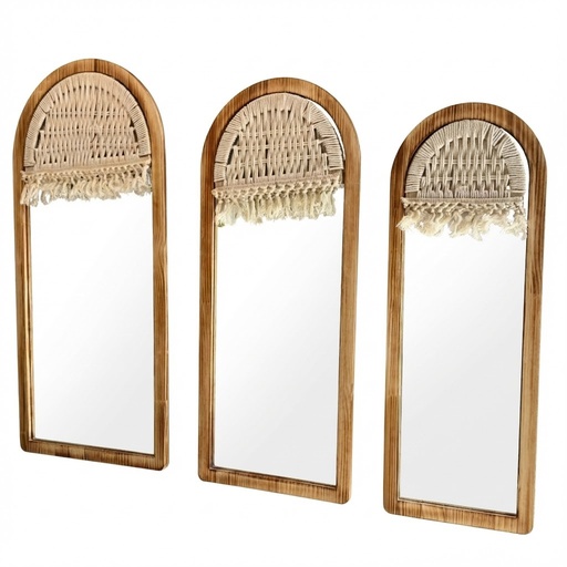 MZL1-06\07\08 مرآة قوس خشب + مكرمي