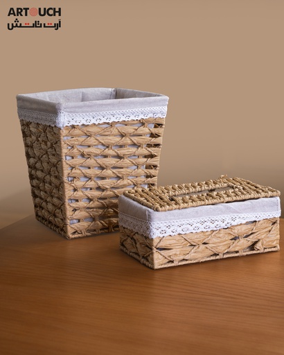 MZL1-17\18\19\20 سيت سلة خوص مع حافظة كلينكس