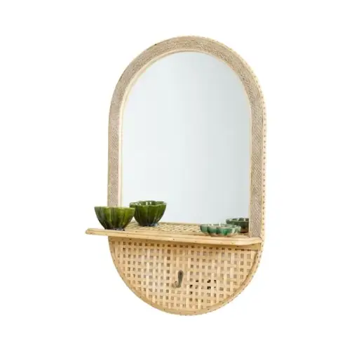 O9-06 مرآة بيضوية برف خوص