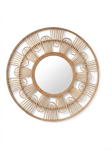 O9-11 مرآة دائرية بنقشة خوص