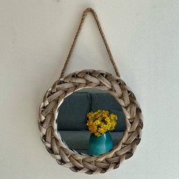 O9-12 مرآة دائرية اطار حصيرة خوص