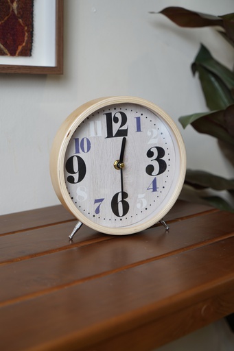 O5-23 ساعة منضدية دائرية 23 سم إطار خشبي