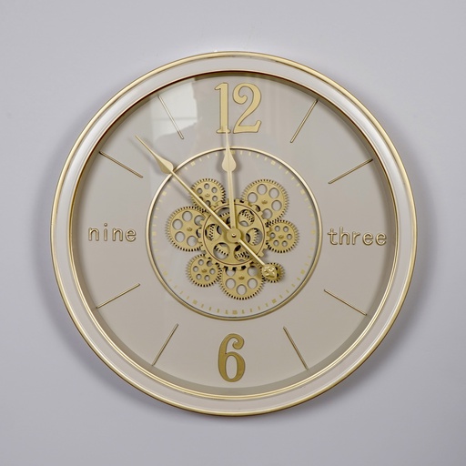 O5-06  ساعة جدارية ميكانيك دائرية قطر 60 بيجي و ذهبي