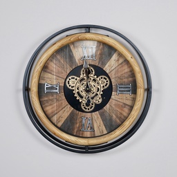 O5-04 ساعة جدارية ميكانيك دائرية قطر 50 خشب وحديد