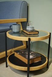 O5-34 طبلة دائرية قطر 50 حديد و زجاج مع رف