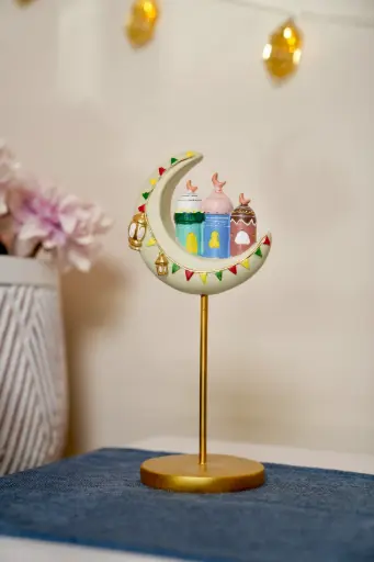 RMD26-19 ستاند هلال ديكوري رزن رسم يدوي الوان  